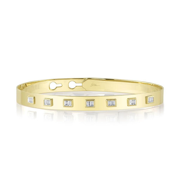 Yellow 14 Karat Gold 1/2 Carats Diamond Bangle Bracelet