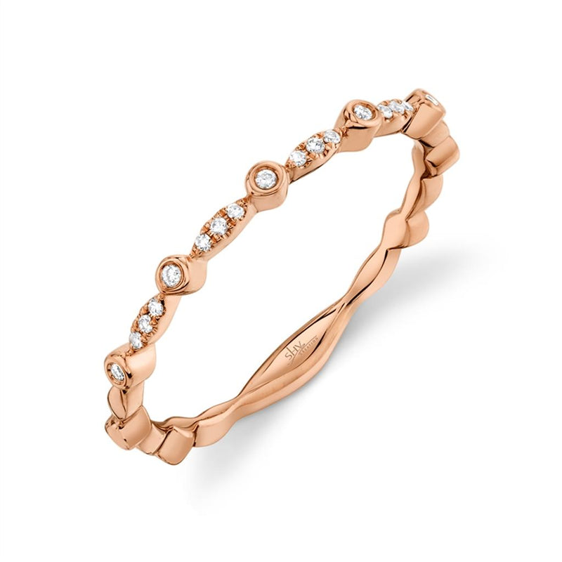 Elegant Diamond Bands 14K Gold Rosé Stackable 0.06 Carats Diamond Anniversary Band