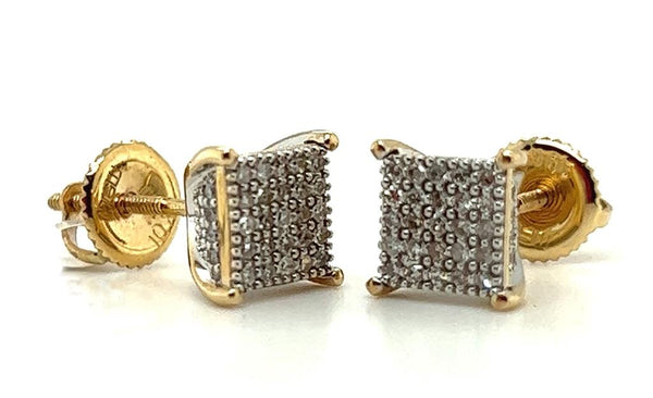 Yellow 10 Karat Gold 1/4  Carats Diamond Stud Earrings