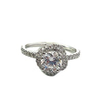 White 18 Karat Gold 0.44 Carats Diamond Halo Round Engagement Ring