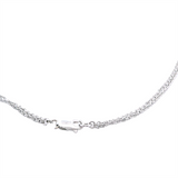 18K White Gold Halo Necklace with 0.90ct Oval Sapphire & 0.31ct Diamond Accents