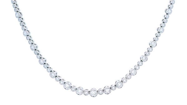 Elegant Diamond Necklaces 18K Gold White 5.02 Carats Diamond Tennis Necklace - 16.5 Inch