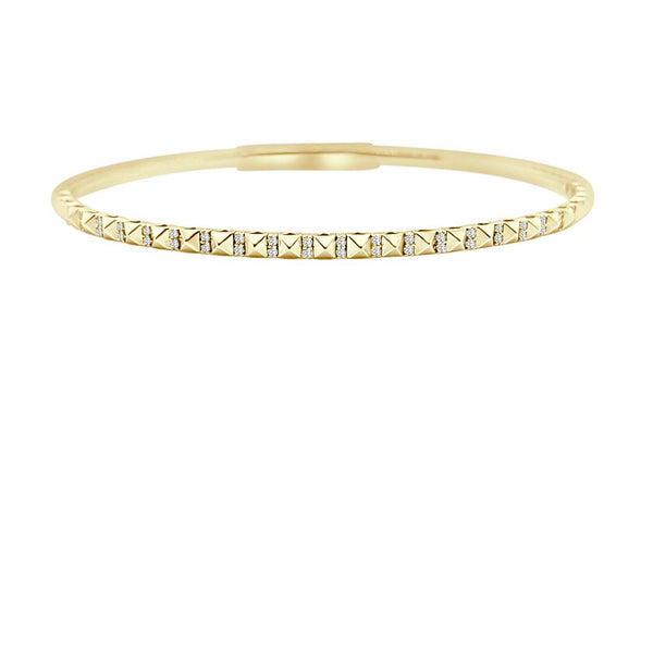 Yellow 14 Karat Gold 1/5 Carats Diamond Bangle Bracelet