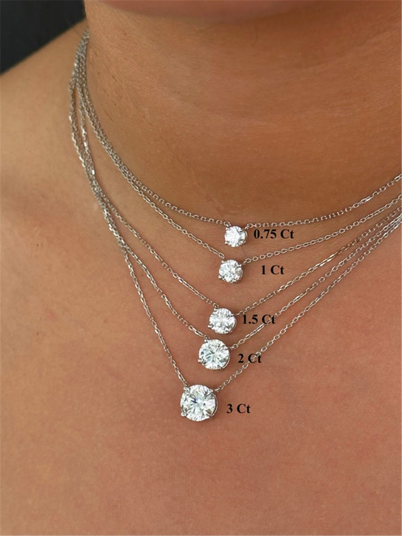 Elegant Diamond Necklaces 14K Gold White 2.03 Carats Lab Grown Diamond Solitaire Pendant Necklace - 18 Inch