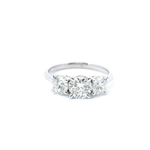 Platinum Round Lab Grown Diamond Three Stone Engagement Ring - 1.61 CTW Diamond