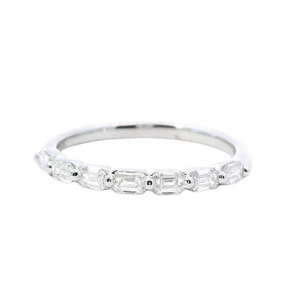 Elegant Diamond Bands 14K Gold White Stackable 0.60 Carats Emerald Cut Diamond Anniversary Band