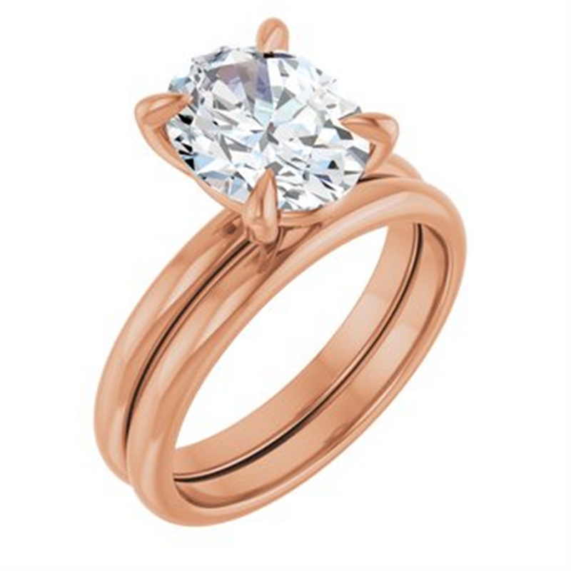 Rose 14K Gold Oval Cut Solitaire Ring Mounting