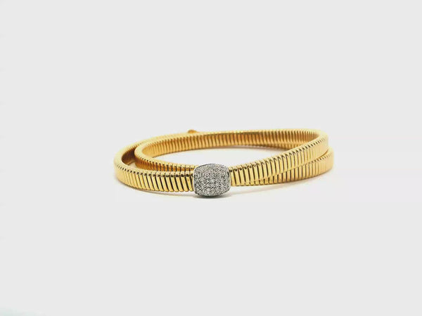 Sophisticated & Timeless Diamond Bracelets 18K Gold Two-Toned Dior Inspired Round Diamond Flex Wrap Bracelet - 0.36 CTW, Size 15 Inch